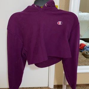 Champion Purple Cropped Hoodie Pullover size XS